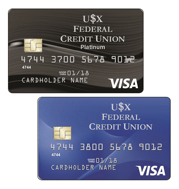 Mockup of USX FCU credit cards
